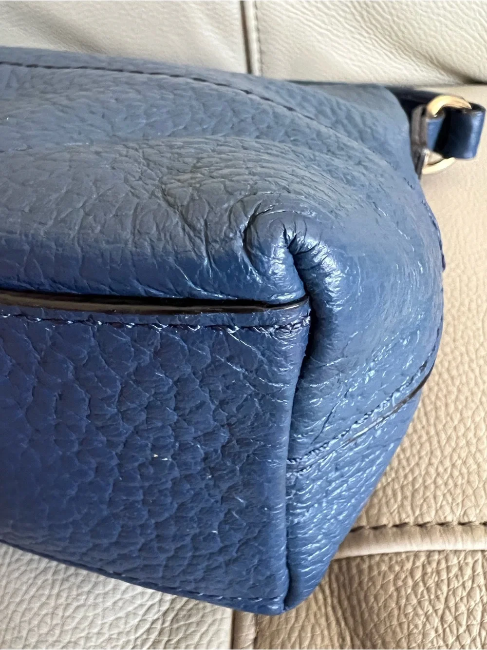 Kate Spade New York Avenue Blue Leather Cross Body Bag with Tassel